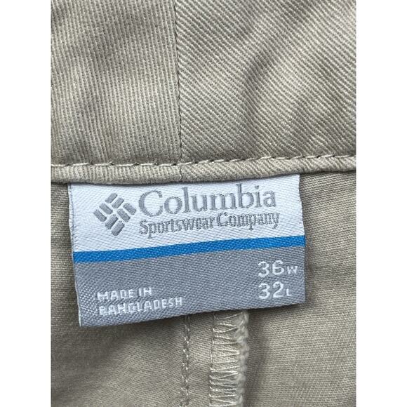 Columbia Pants Mens 36x32 Khaki Canvas Relaxed Fit Hike Camping Outdoors Casual - Picture 5 of 8